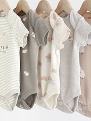 siva Ovca - kratek rokav; s kratkimi rokavi 100% Cotton dojenček bodi 5 komplet - Slika 3 iz 6