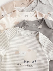 siva Ovca - kratek rokav; s kratkimi rokavi 100% Cotton dojenček bodi 5 komplet - Slika 4 iz 6