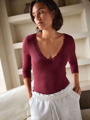 Burgundy Red Next ThermoGen Lightweight Thermal Long Sleeve Bodysuit - Image 1 of 7