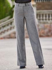 Sosandar Grey Wool Blend Wide Leg Trousers - Image 1 of 5