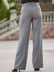 Sosandar Grey Wool Blend Wide Leg Trousers - Image 2 of 5