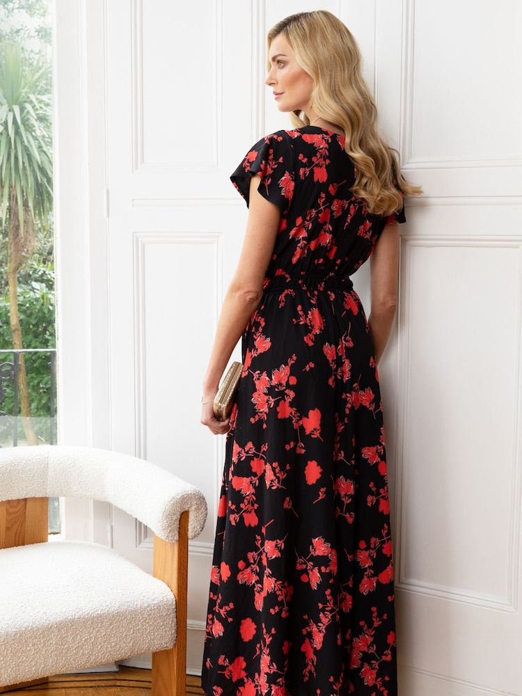 HotSquash Black Chiffon Wrap Top Maxi Dress - Image 2 of 3