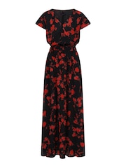 Black Chiffon Wrap Top Maxi Dress - Image 4 of 4