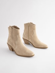 Neutral Extra Wide Fit Forever Comfort® Leather Ankle Cowboy Boots - Image 3 of 8