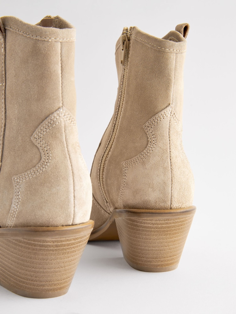 Neutral Extra Wide Fit Forever Comfort® Leather Ankle Cowboy Boots - Image 4 of 8