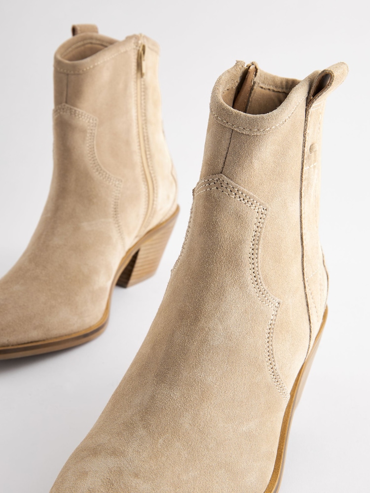 Neutral Extra Wide Fit Forever Comfort® Leather Ankle Cowboy Boots - Image 5 of 8