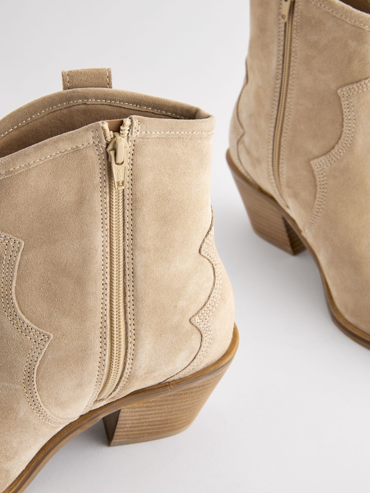 Neutral Extra Wide Fit Forever Comfort® Leather Ankle Cowboy Boots - Image 6 of 8