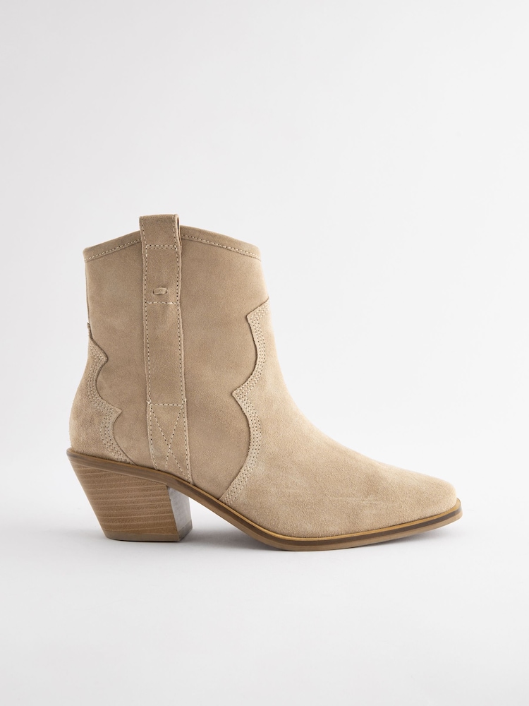 Neutral Extra Wide Fit Forever Comfort® Leather Ankle Cowboy Boots - Image 7 of 8