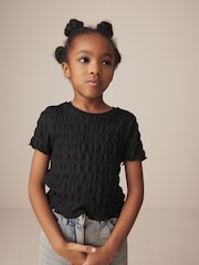 Black Textured Top (3-16yrs) - Image 1 of 5
