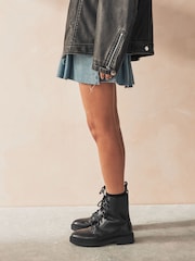 Black Extra Wide Fit Forever Comfort® Leather Lace-Up Boots - Image 4 of 9