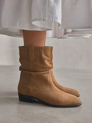 Tan Brown Extra Wide Fit Forever Comfort® Slouch Ankle Boots - Image 1 of 9