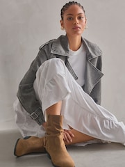 Tan Brown Extra Wide Fit Forever Comfort® Slouch Ankle Boots - Image 2 of 9