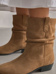 Tan Brown Extra Wide Fit Forever Comfort® Slouch Ankle Boots - Image 3 of 9