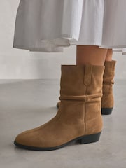 Tan Brown Extra Wide Fit Forever Comfort® Slouch Ankle Boots - Image 4 of 9