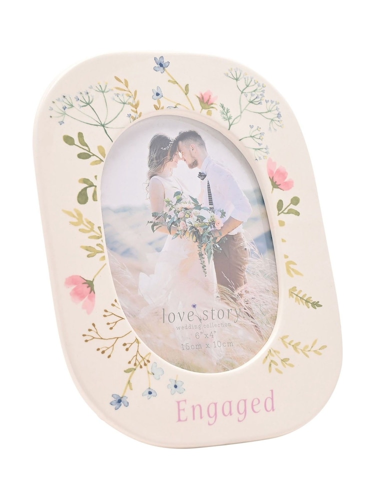 Widdop White Ceramic Photo Frame 4" x 6" Floral - Engaged - Image 1 of 3 Widdop White Ceramic Photo Frame 4" x 6" Floral - Engaged - Image 1 of 3