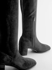Black Extra Wide Fit Forever Comfort® Sock Block Knee High Boots - Image 3 of 4