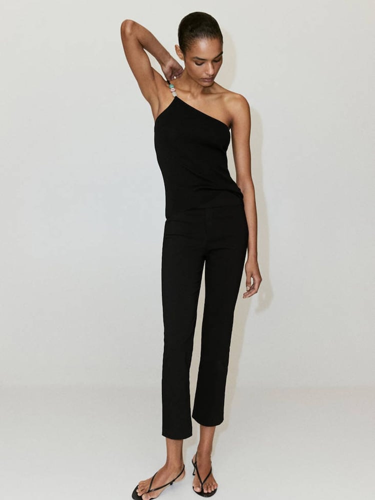 Mango Black One Shoulder Beaded Top - Image 2 of 6