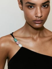 Mango Black One Shoulder Beaded Top - Image 4 of 6