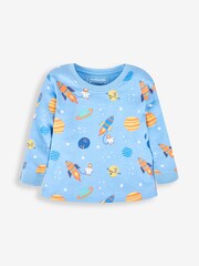 JoJo Maman Bébé Blue Boys' 2-Pack Space Jersey Pyjamas - Image 4 of 10