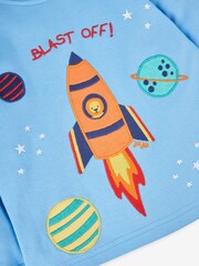 JoJo Maman Bébé Blue Boys' 2-Pack Space Jersey Pyjamas - Image 9 of 10