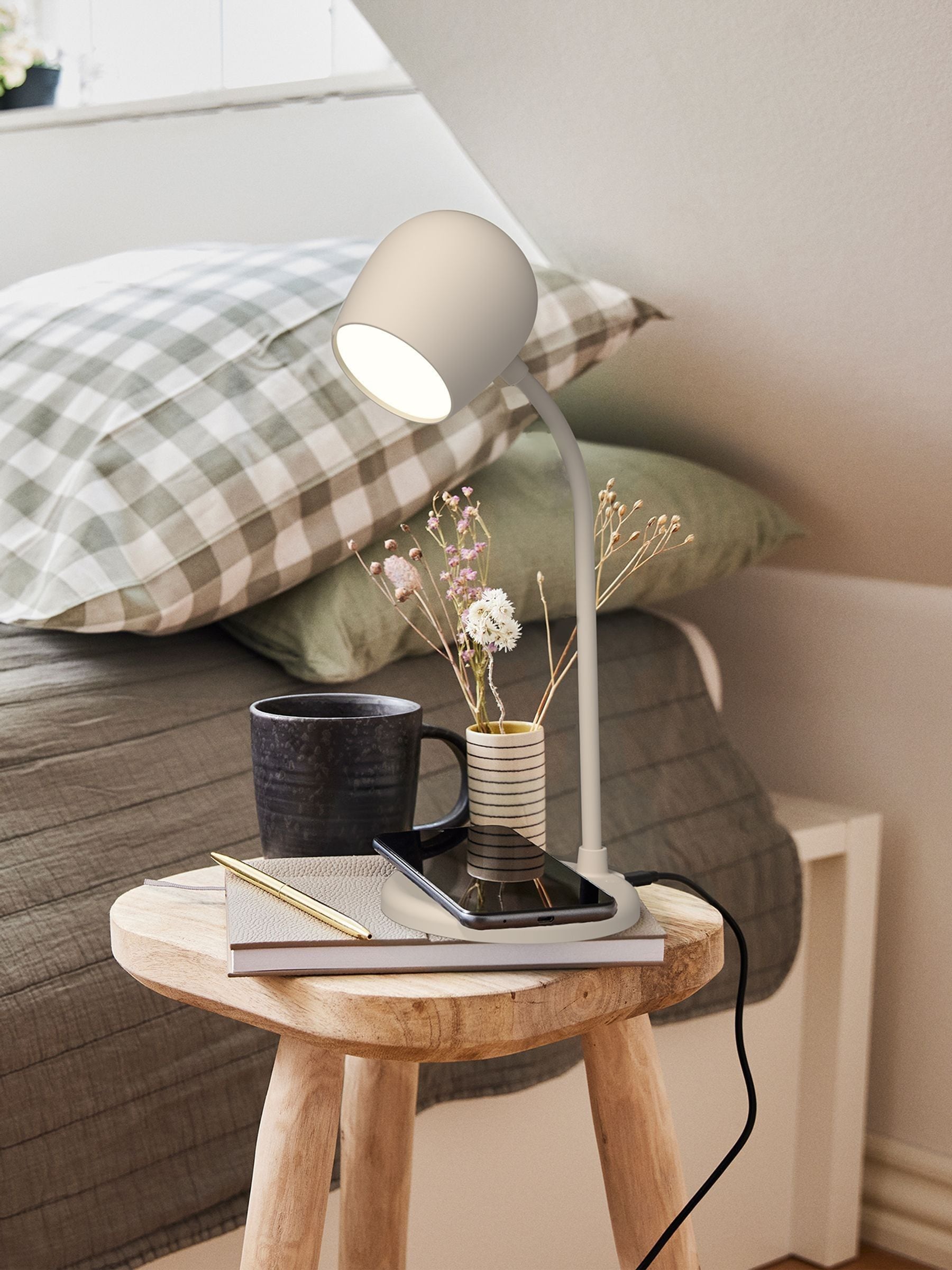 Ellie Lamp with Wireless Charger & Bluetooth Speaker - Ivory Sand - Image 5