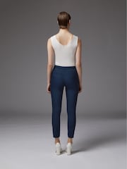 LK Bennett Blue Slim Evan Crepe Cut Trousers - Image 2 of 4