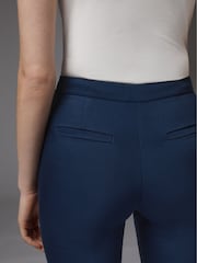 LK Bennett Blue Slim Evan Crepe Cut Trousers - Image 3 of 4