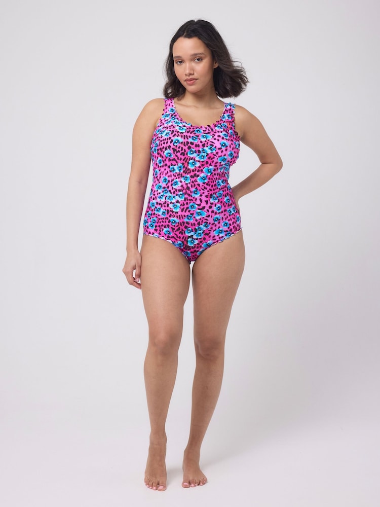 SCAMP & DUDE Pink Paradise Cheetah Scallop Edge Swimsuit - Image 1 of 2 SCAMP & DUDE Pink Paradise Cheetah Scallop Edge Swimsuit - Image 1 of 2