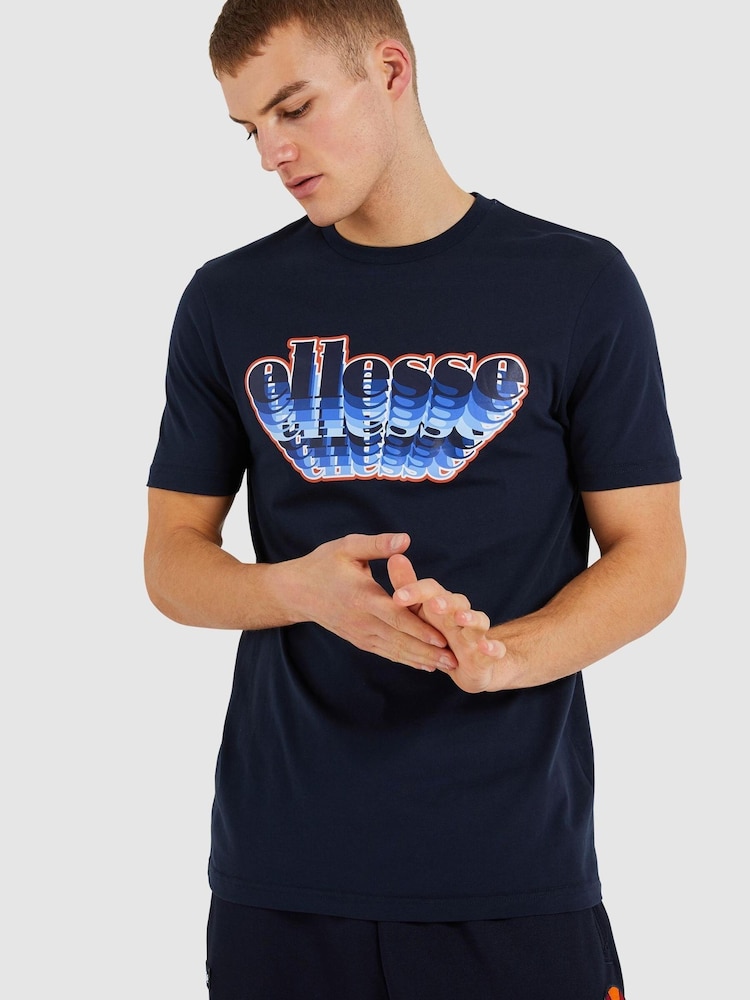 Ellesse Navy Multizio 100% Cotton T-Shirt - Image 1 of 4 Ellesse Navy Multizio 100% Cotton T-Shirt - Image 1 of 4