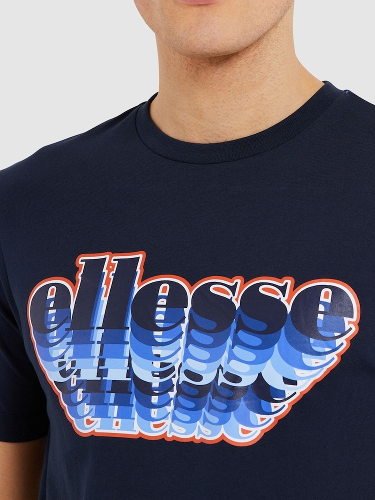 Ellesse Navy Multizio 100% Cotton T-Shirt - Image 4 of 4 Ellesse Navy Multizio 100% Cotton T-Shirt - Image 4 of 4
