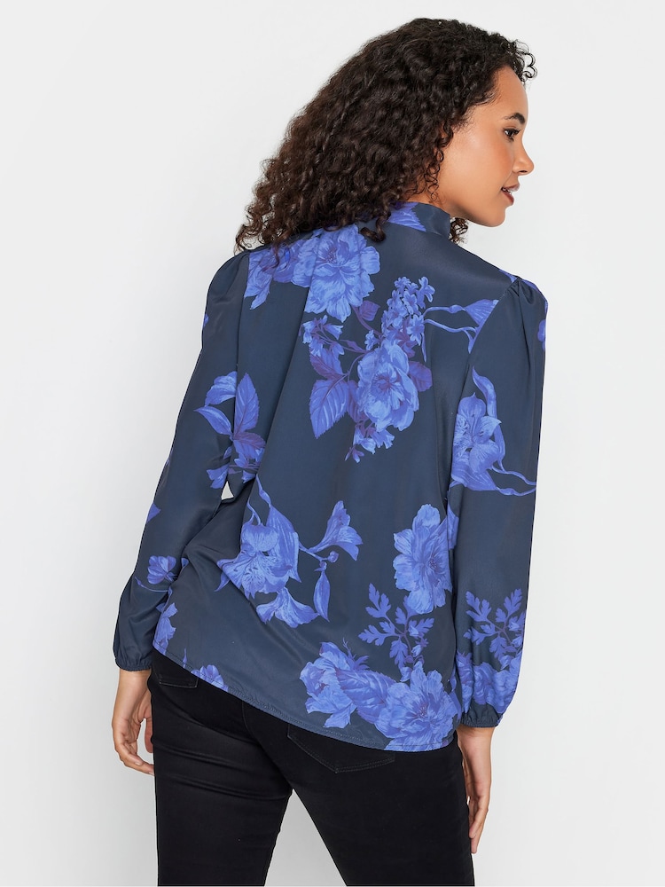 M&Co Blue Bow Neck Bubble Hem Blouse - Image 2 of 4