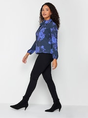 M&Co Blue Bow Neck Bubble Hem Blouse - Image 3 of 4