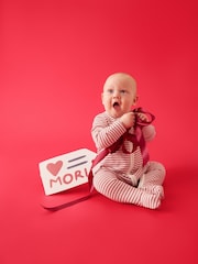 MORI Red Stripe Supersoft Two Way Zip-Up Sleepsuit - Image 2 of 4