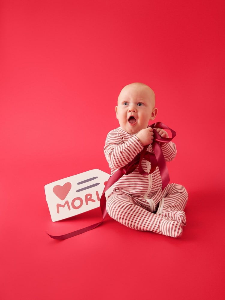 MORI Red Stripe Supersoft Two Way Zip-Up Sleepsuit - Image 2 of 4