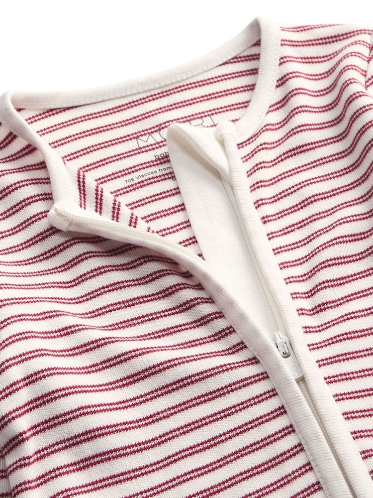 MORI Red Stripe Supersoft Two Way Zip-Up Sleepsuit - Image 4 of 4