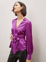 Emma Marella Purple Diesel Wrap Shirt - Image 1 of 4