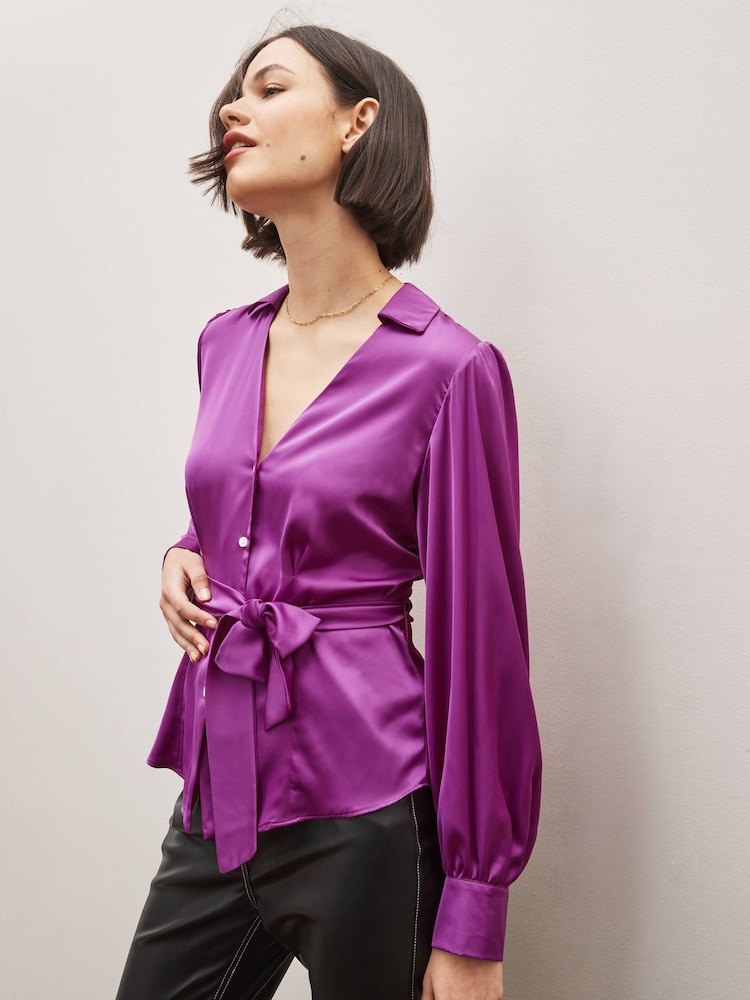 Emma Marella Purple Diesel Wrap Shirt - Image 1 of 4