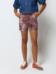 SCAMP & DUDE Natural Cheetah Patch Pocket Denim Shorts - Image 1 of 5