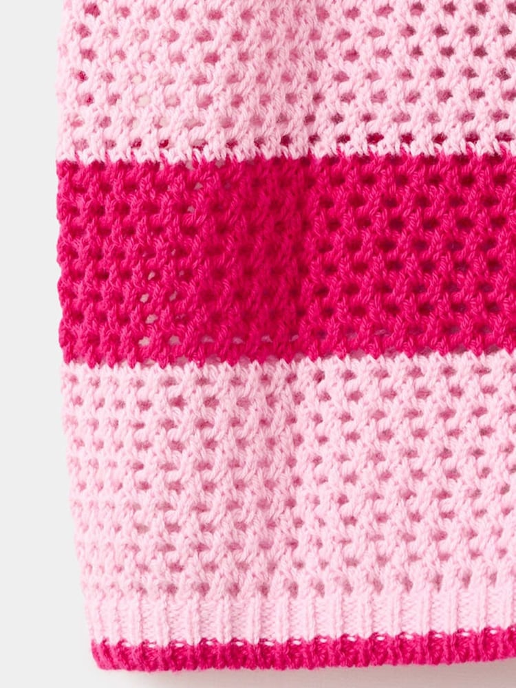 Mango Pink Stripe Knit Polo Cardigan - Image 4 of 4