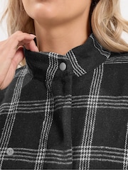 Yours Curve Black Checked Wool Bomber Jacket - Image 4 of 7