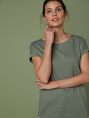 Green Khaki Cap Sleeve T-Shirt Top - Image 2 of 5