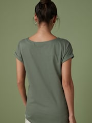 Green Khaki Cap Sleeve T-Shirt Top - Image 3 of 5
