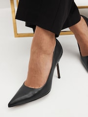 Черный - Кожаные туфли-лодочки с присборенной вставкой Forever Comfort - Изображение 2 из 8