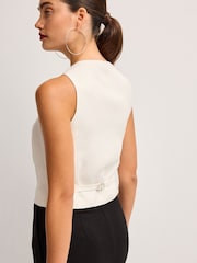 Ecru White Square Neck Waistcoat - Image 3 of 6