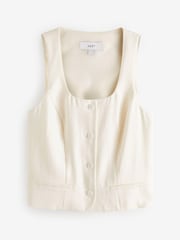 Ecru White Square Neck Waistcoat - Image 5 of 6