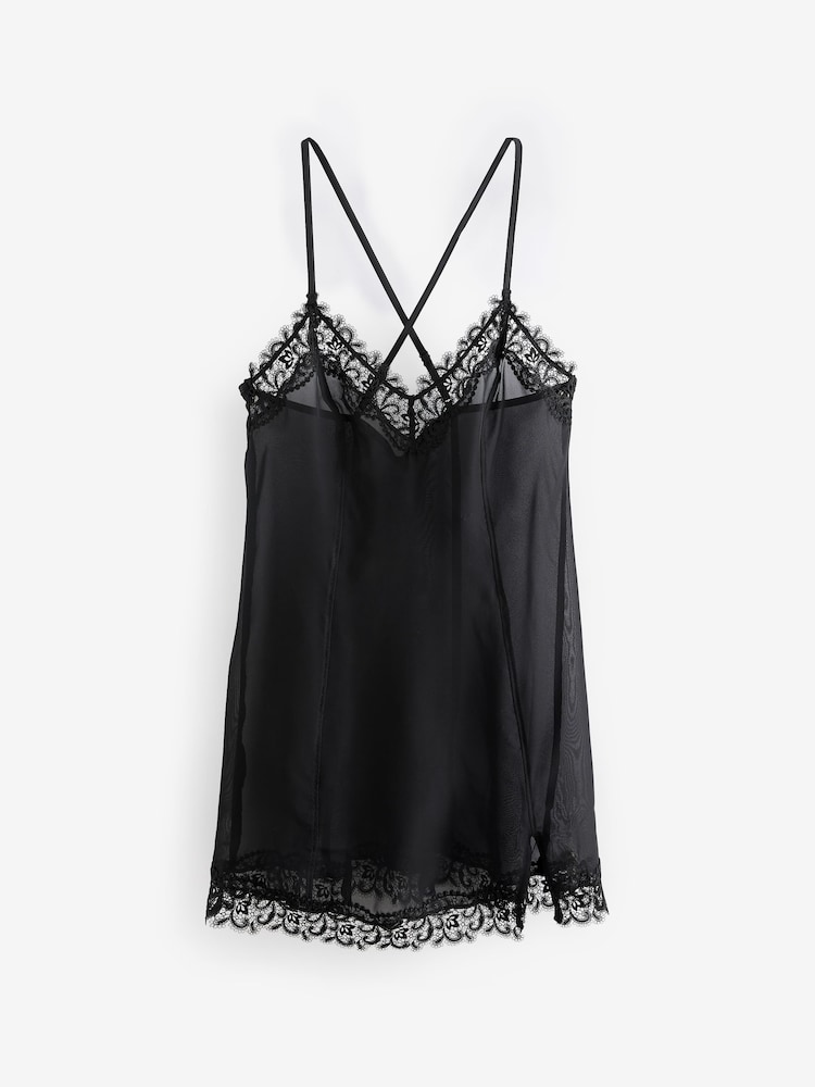 Schwarz - Besticktes Chiffon-Unterkleid - Image 6 of 8