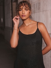 self. Black Sparkle Strappy Dress - Image 4 of 4