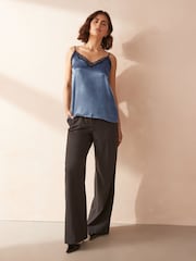Blue Lace Trim Strappy Cami Top - Image 3 of 6