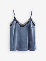 Blue Lace Trim Strappy Cami Top - Image 5 of 6