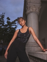 self. Black Diamante Bodysuit - Image 1 of 1